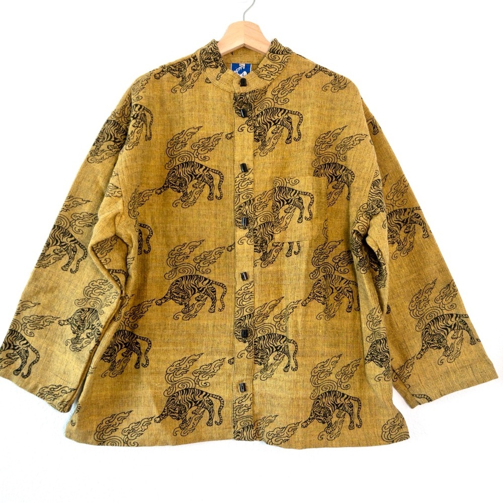 Vintage Cheppu Nepal Tiger Print Jacket Boho Unisex Men’s XL / Women’s Oversized
